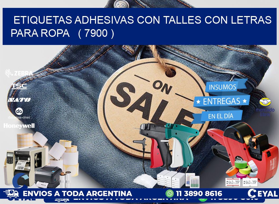 ETIQUETAS ADHESIVAS CON TALLES CON LETRAS PARA ROPA   ( 7900 )
