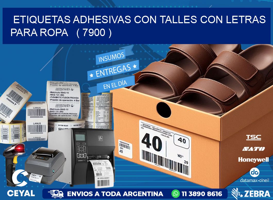 ETIQUETAS ADHESIVAS CON TALLES CON LETRAS PARA ROPA   ( 7900 )