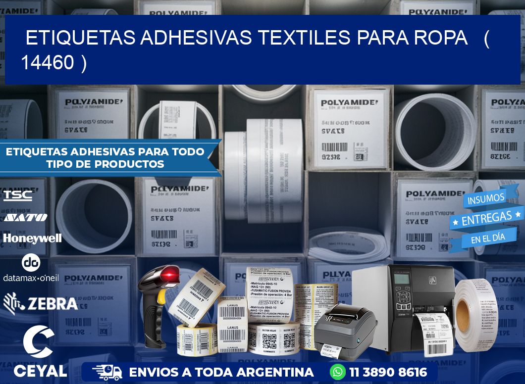 ETIQUETAS ADHESIVAS TEXTILES PARA ROPA   ( 14460 )