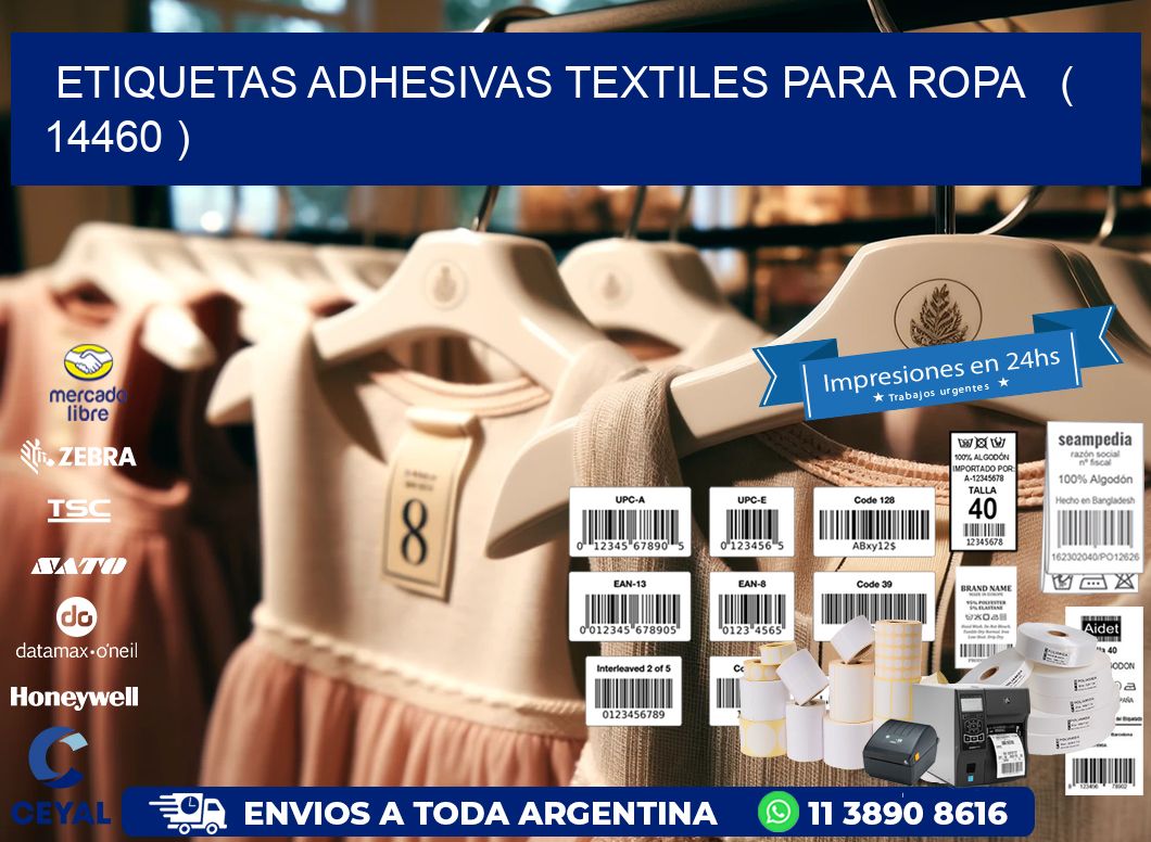 ETIQUETAS ADHESIVAS TEXTILES PARA ROPA   ( 14460 )