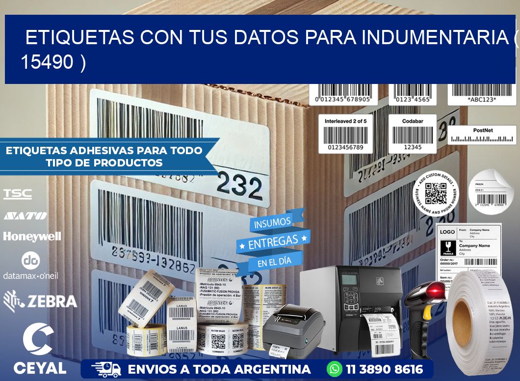 ETIQUETAS CON TUS DATOS PARA INDUMENTARIA ( 15490 )