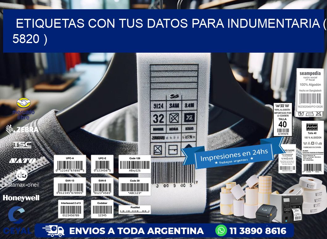 ETIQUETAS CON TUS DATOS PARA INDUMENTARIA ( 5820 )