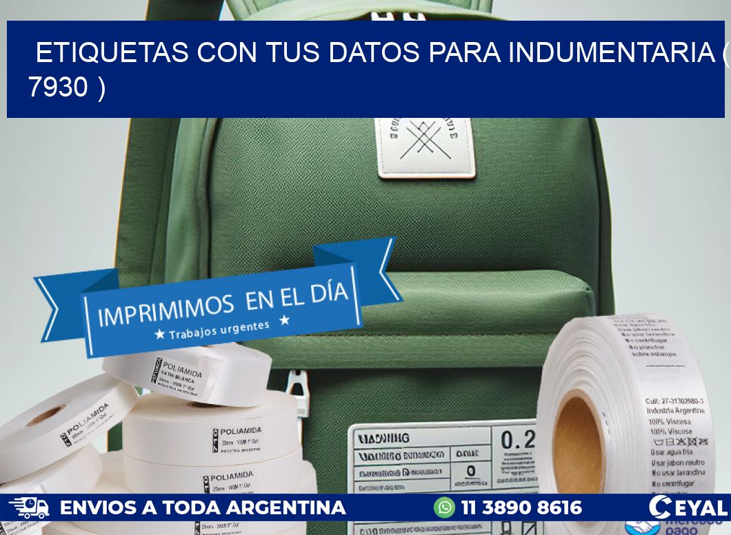 ETIQUETAS CON TUS DATOS PARA INDUMENTARIA ( 7930 )