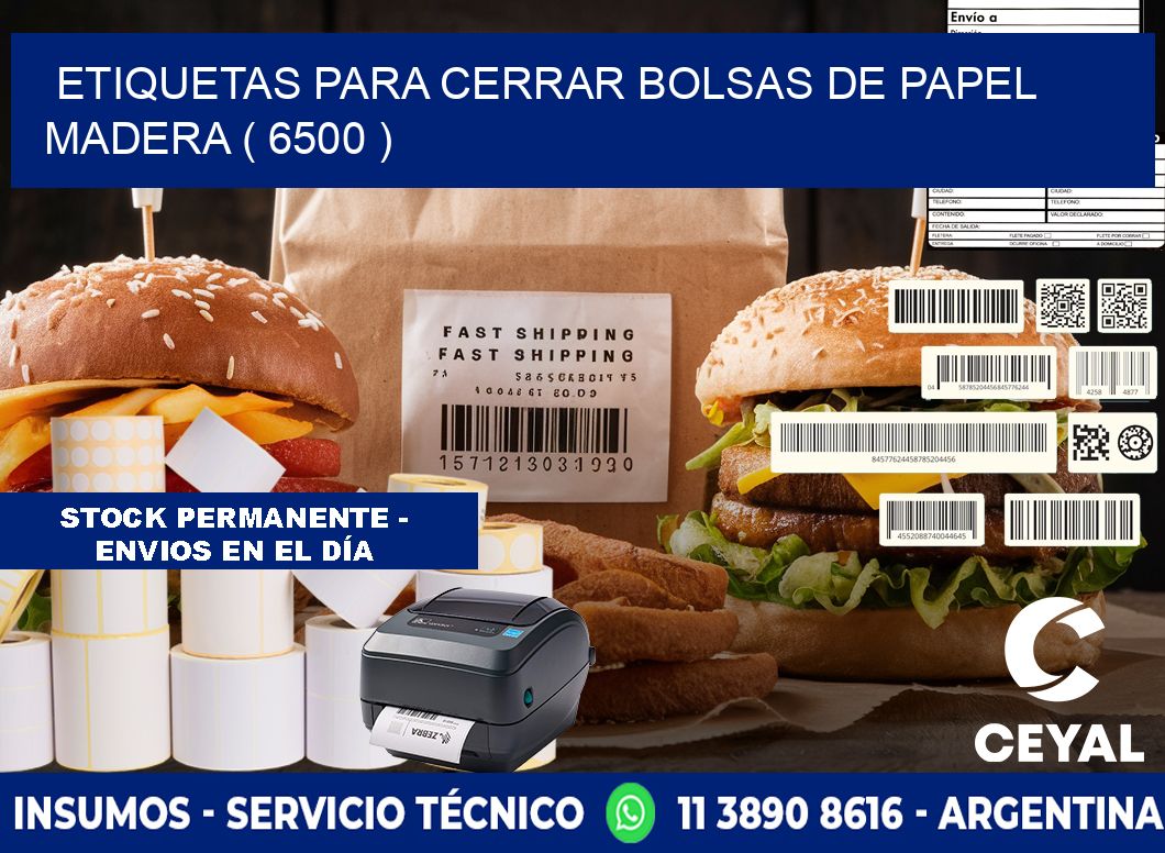 ETIQUETAS PARA CERRAR BOLSAS DE PAPEL MADERA ( 6500 )