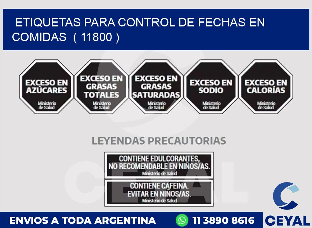 ETIQUETAS PARA CONTROL DE FECHAS EN COMIDAS  ( 11800 )