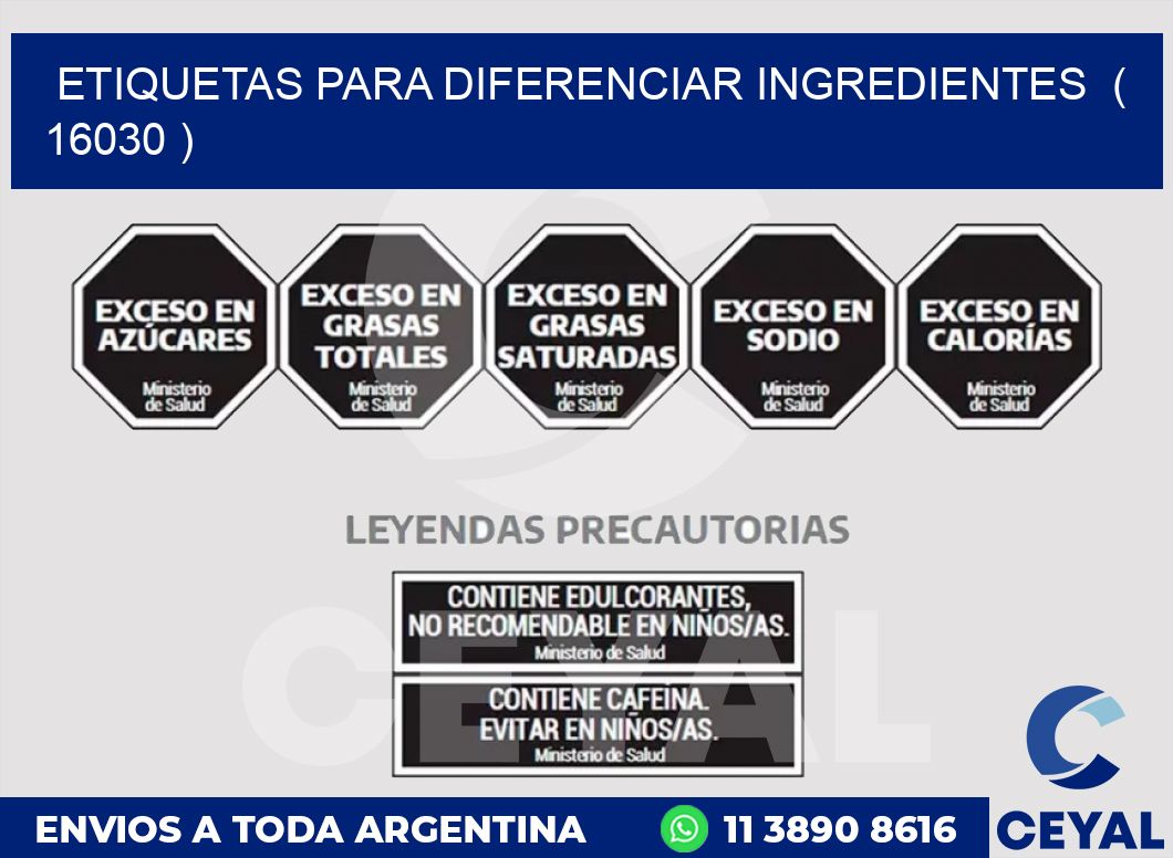 ETIQUETAS PARA DIFERENCIAR INGREDIENTES  ( 16030 )