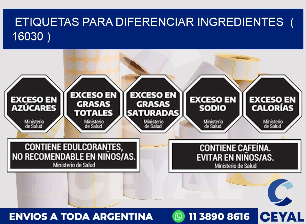 ETIQUETAS PARA DIFERENCIAR INGREDIENTES  ( 16030 )