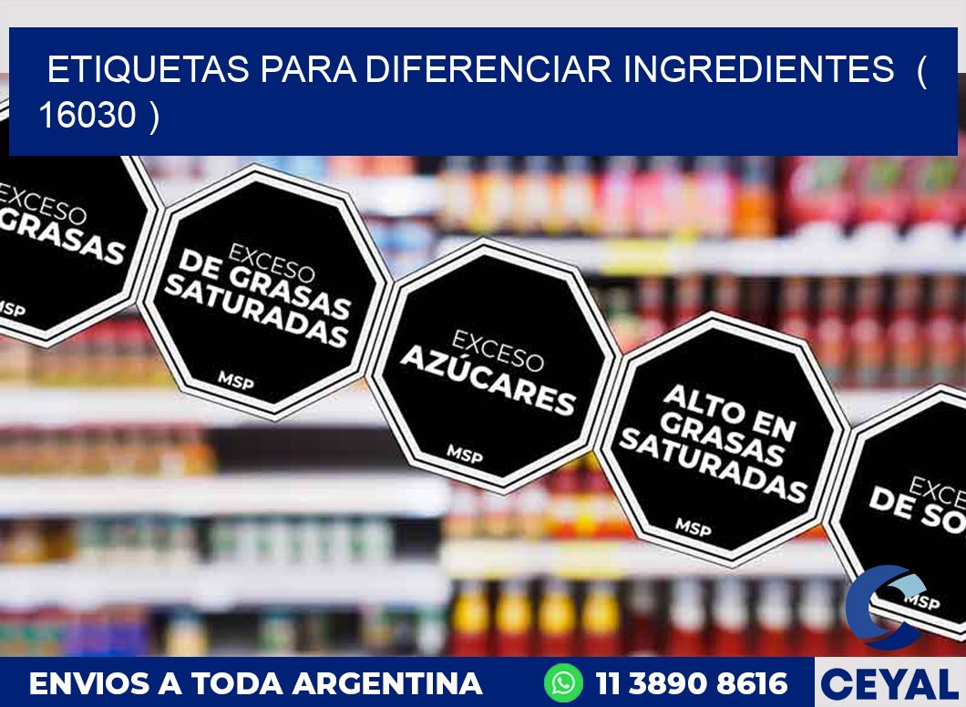 ETIQUETAS PARA DIFERENCIAR INGREDIENTES  ( 16030 )