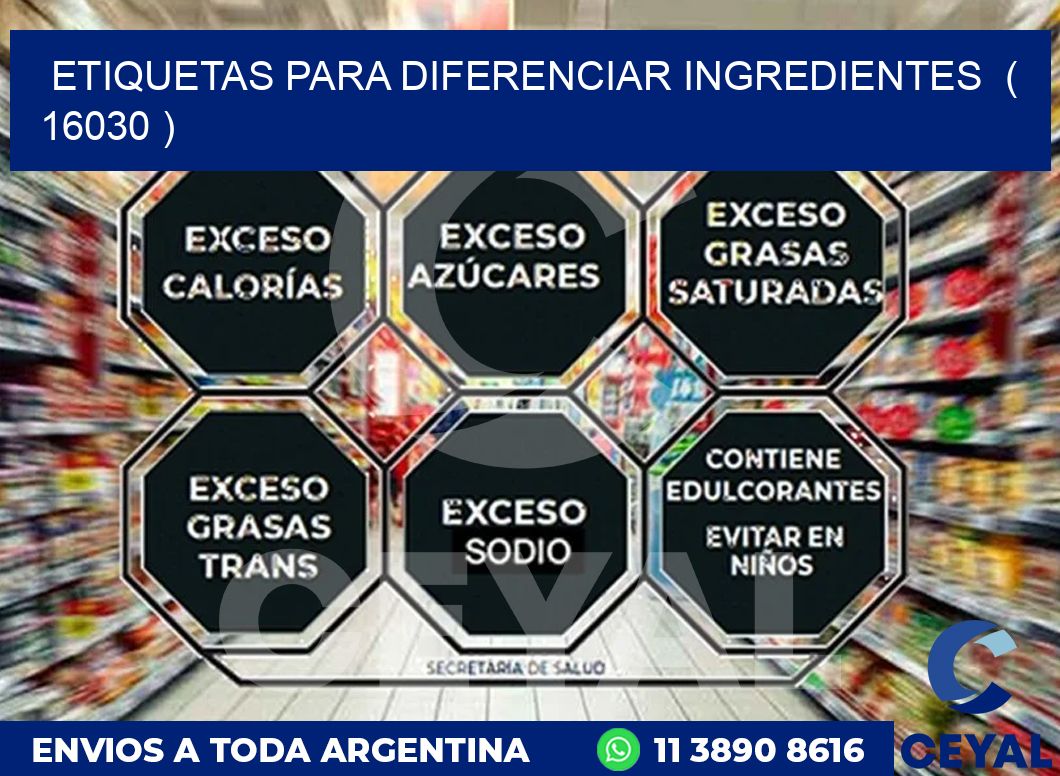 ETIQUETAS PARA DIFERENCIAR INGREDIENTES  ( 16030 )