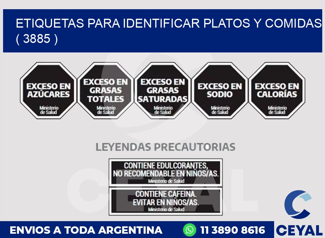 ETIQUETAS PARA IDENTIFICAR PLATOS Y COMIDAS  ( 3885 )
