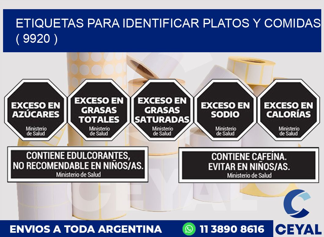 ETIQUETAS PARA IDENTIFICAR PLATOS Y COMIDAS  ( 9920 )