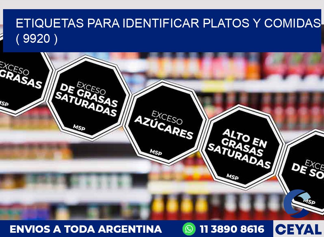 ETIQUETAS PARA IDENTIFICAR PLATOS Y COMIDAS  ( 9920 )