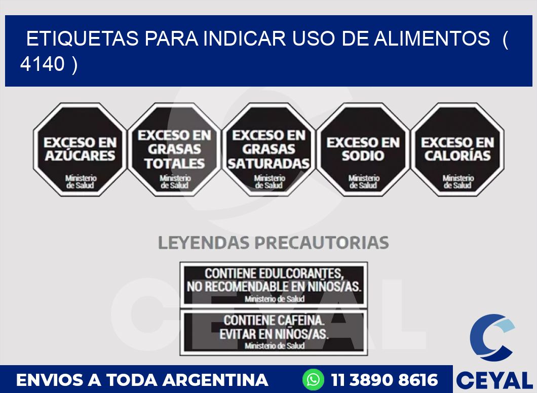 ETIQUETAS PARA INDICAR USO DE ALIMENTOS  ( 4140 )