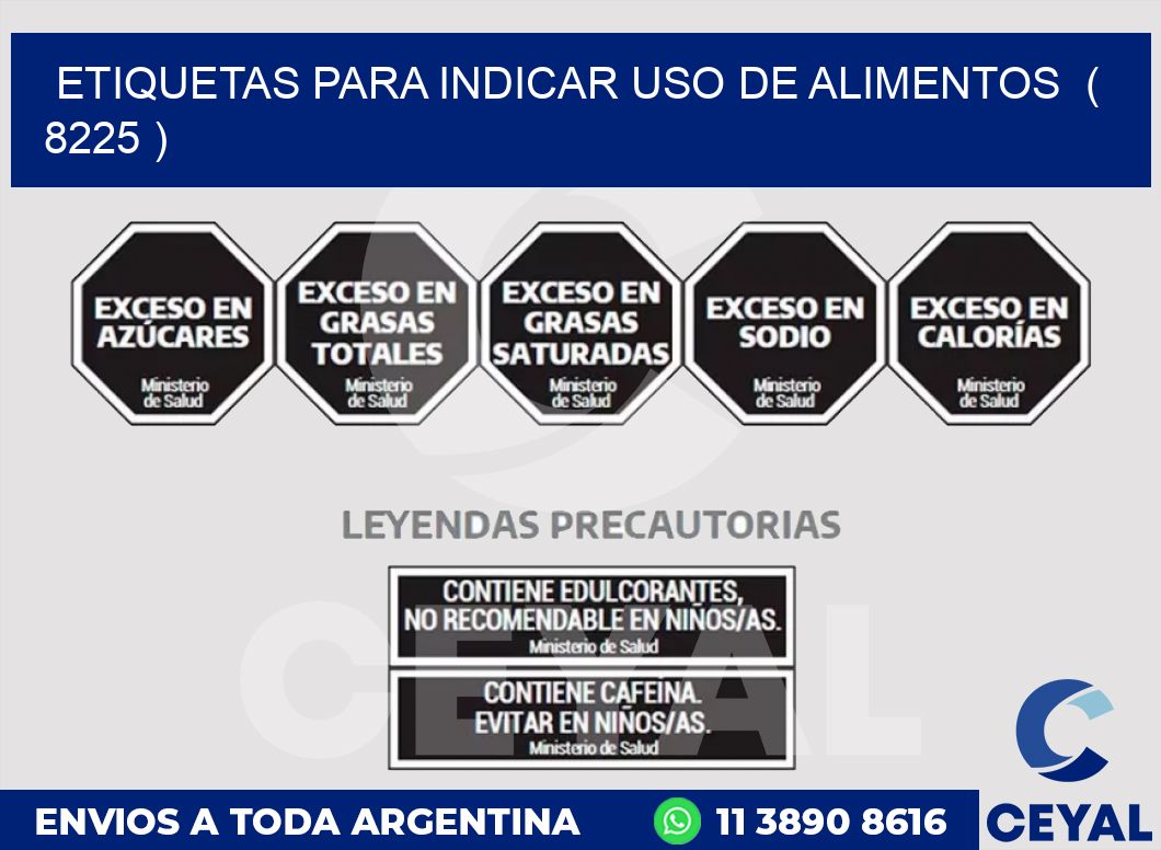 ETIQUETAS PARA INDICAR USO DE ALIMENTOS  ( 8225 )