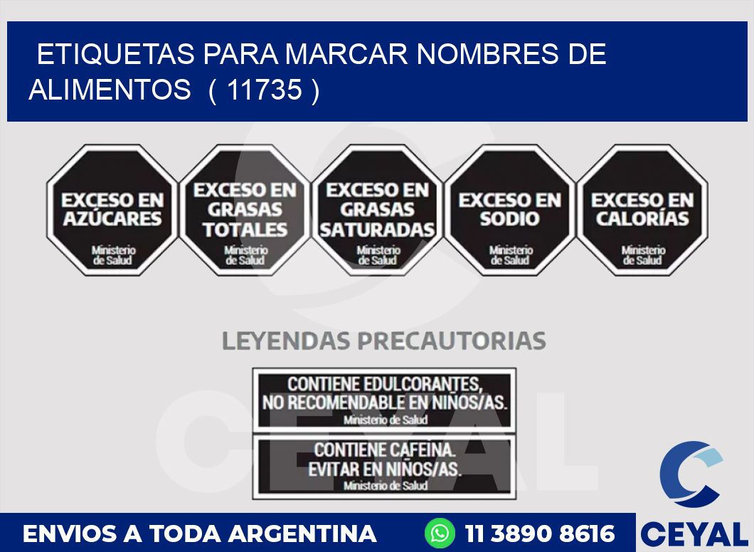 ETIQUETAS PARA MARCAR NOMBRES DE ALIMENTOS  ( 11735 )