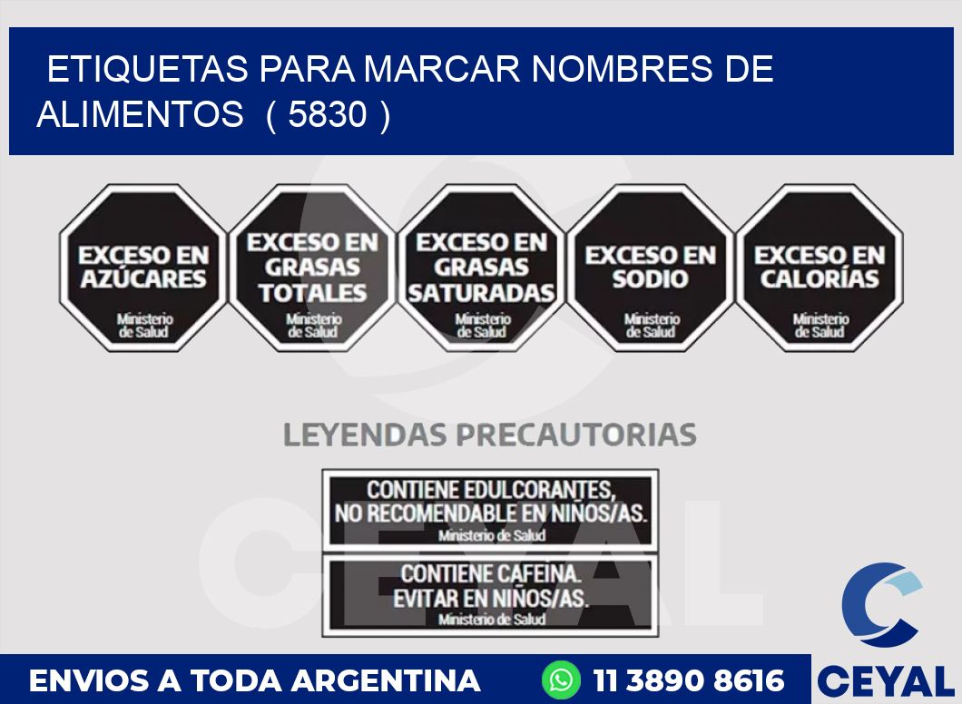 ETIQUETAS PARA MARCAR NOMBRES DE ALIMENTOS  ( 5830 )