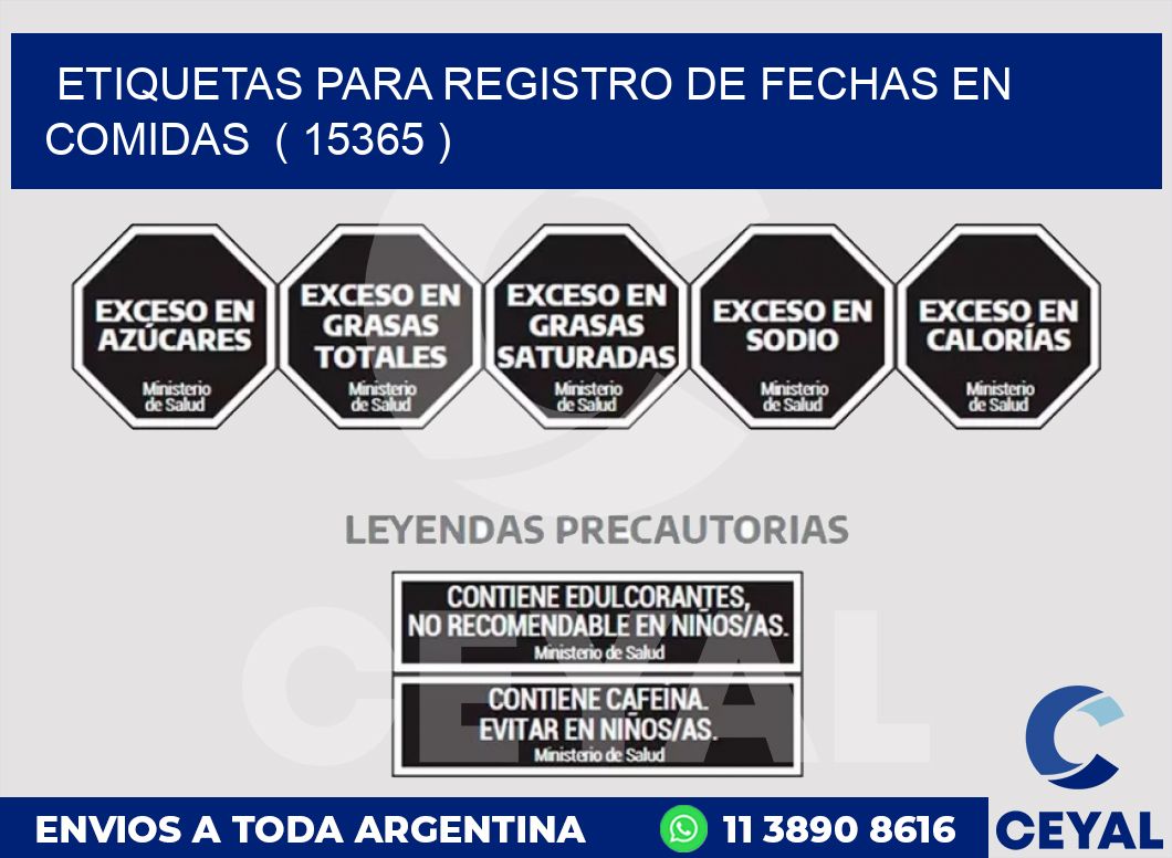 ETIQUETAS PARA REGISTRO DE FECHAS EN COMIDAS  ( 15365 )