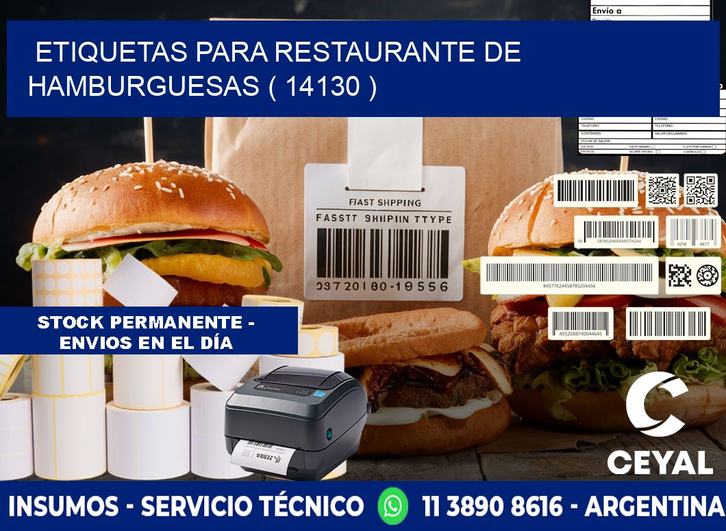 ETIQUETAS PARA RESTAURANTE DE HAMBURGUESAS ( 14130 )