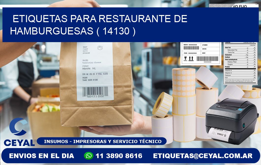 ETIQUETAS PARA RESTAURANTE DE HAMBURGUESAS ( 14130 )