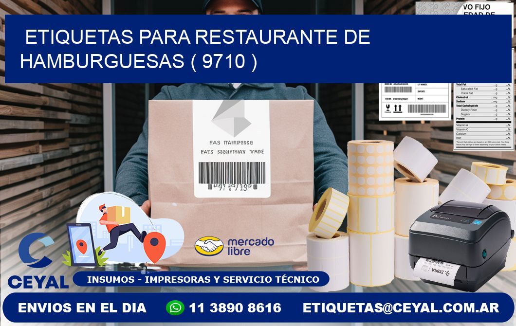 ETIQUETAS PARA RESTAURANTE DE HAMBURGUESAS ( 9710 )