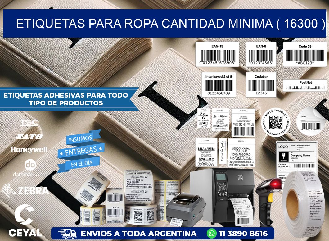 ETIQUETAS PARA ROPA CANTIDAD MINIMA ( 16300 )