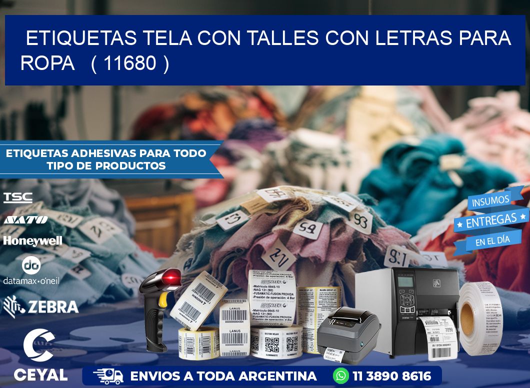 ETIQUETAS TELA CON TALLES CON LETRAS PARA ROPA   ( 11680 )
