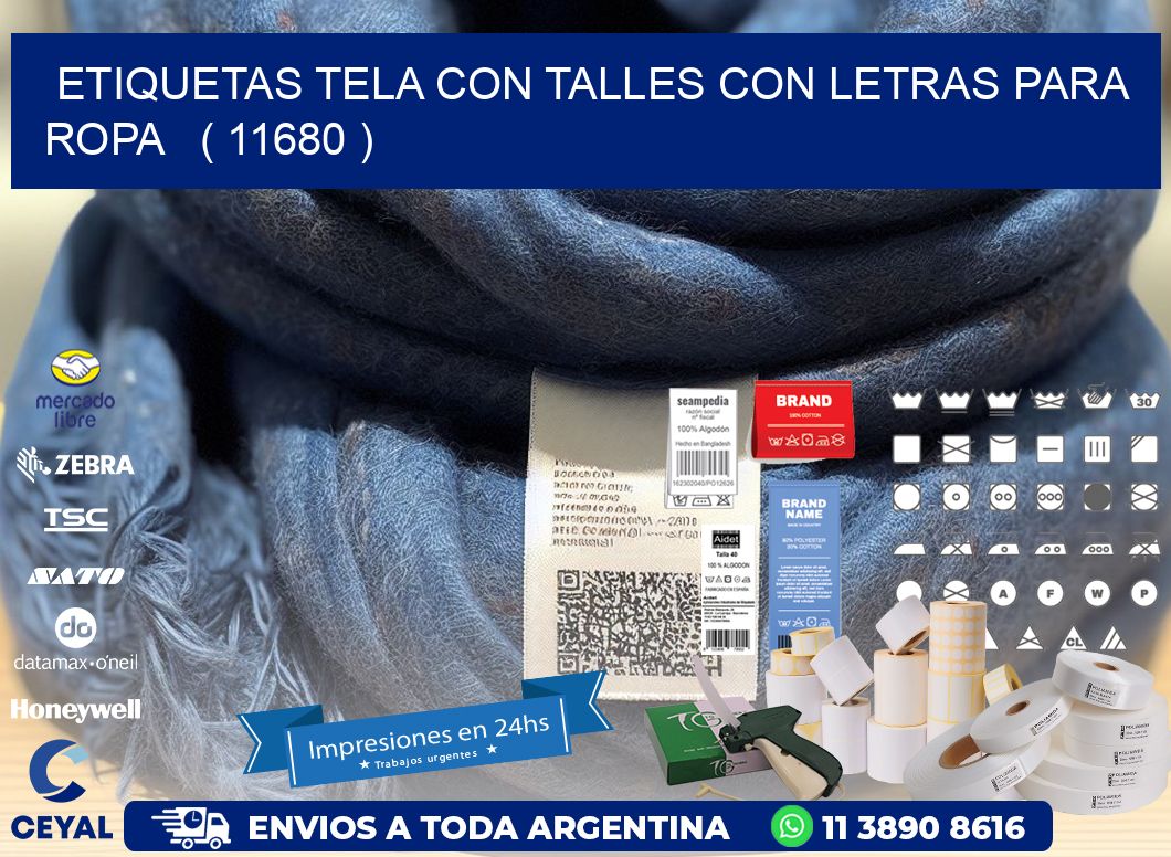 ETIQUETAS TELA CON TALLES CON LETRAS PARA ROPA   ( 11680 )