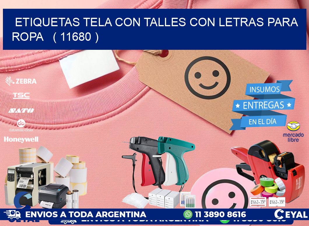 ETIQUETAS TELA CON TALLES CON LETRAS PARA ROPA   ( 11680 )