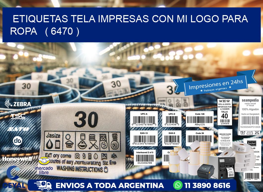 ETIQUETAS TELA IMPRESAS CON MI LOGO PARA ROPA   ( 6470 )