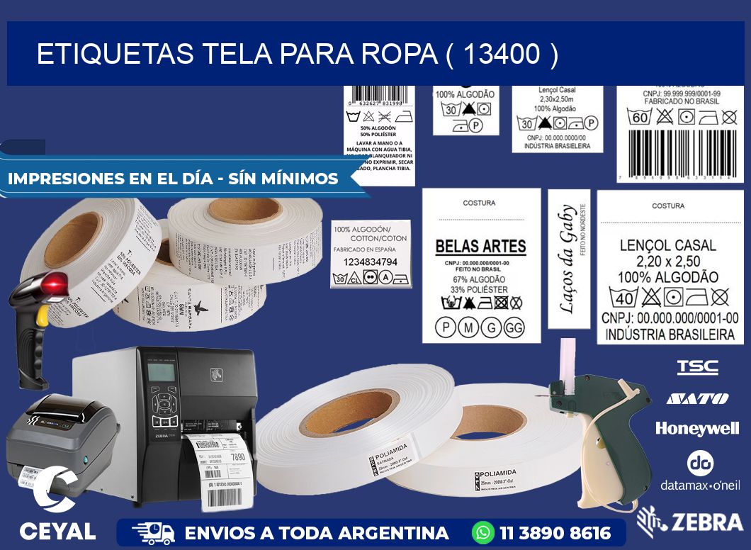 ETIQUETAS TELA PARA ROPA ( 13400 )