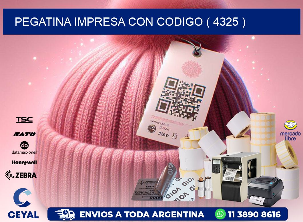 PEGATINA IMPRESA CON CODIGO ( 4325 )