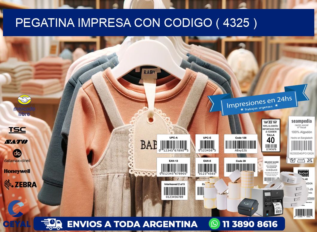 PEGATINA IMPRESA CON CODIGO ( 4325 )
