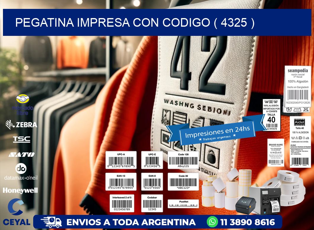 PEGATINA IMPRESA CON CODIGO ( 4325 )