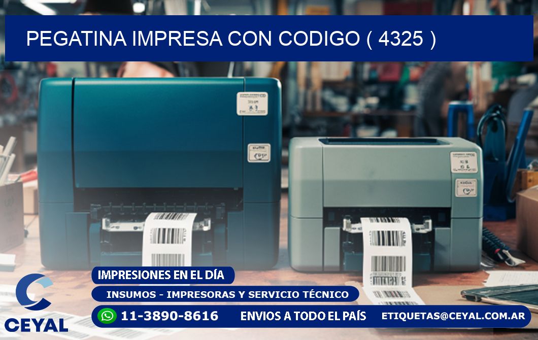 PEGATINA IMPRESA CON CODIGO ( 4325 )