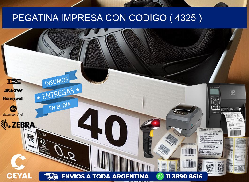 PEGATINA IMPRESA CON CODIGO ( 4325 )