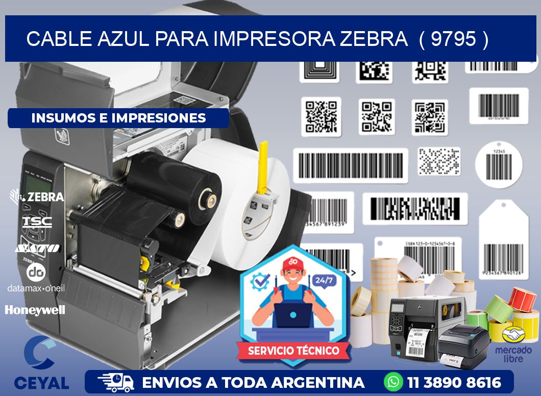 cable azul para impresora zebra  ( 9795 )