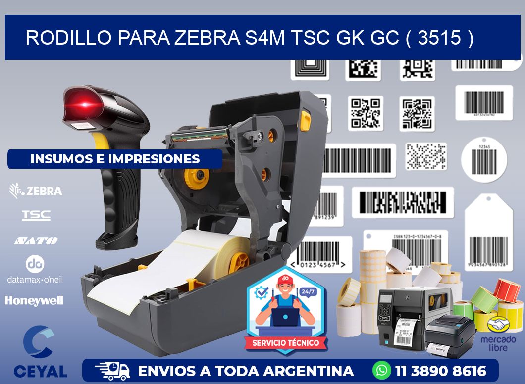 rodillo para zebra S4M TSC GK GC ( 3515 )