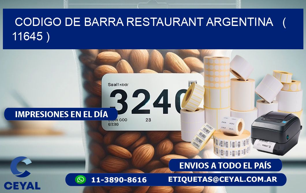 CODIGO DE BARRA RESTAURANT ARGENTINA   ( 11645 )