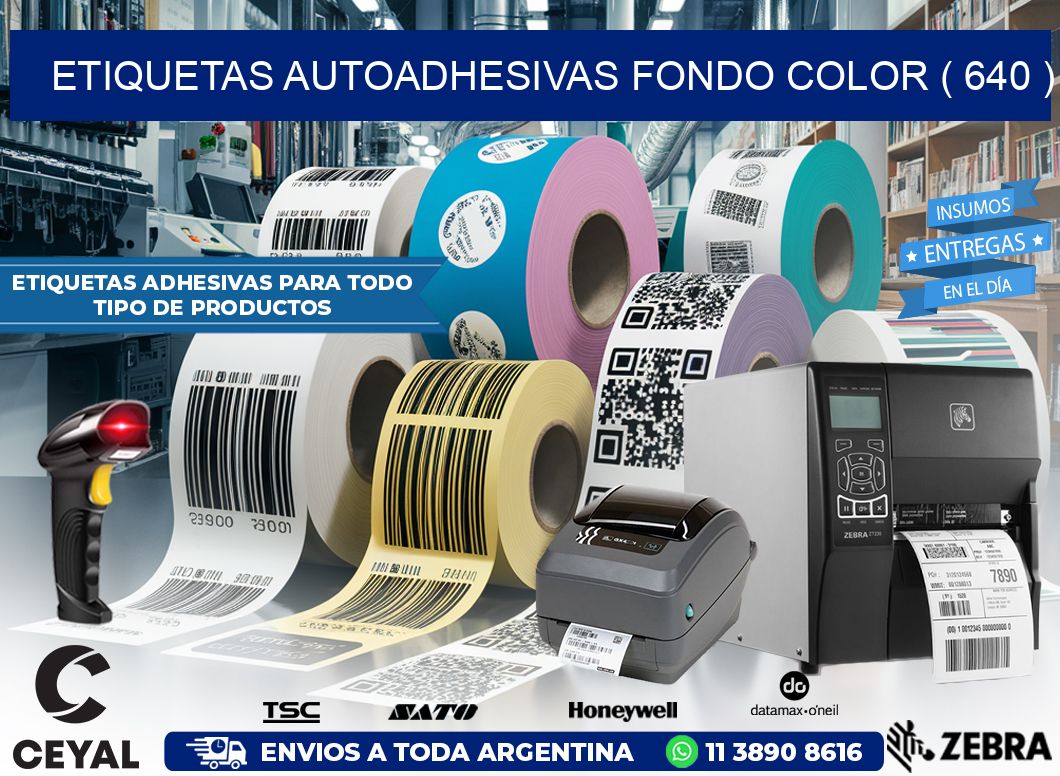 ETIQUETAS AUTOADHESIVAS FONDO COLOR ( 640 )