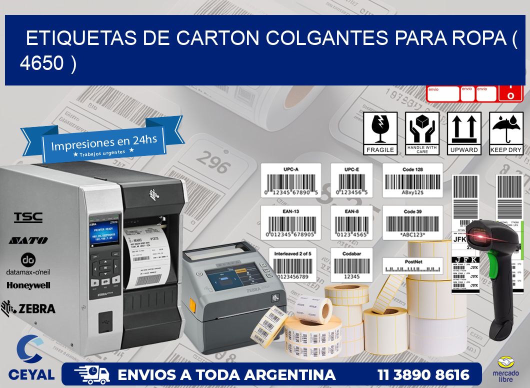 ETIQUETAS DE CARTON COLGANTES PARA ROPA ( 4650 )