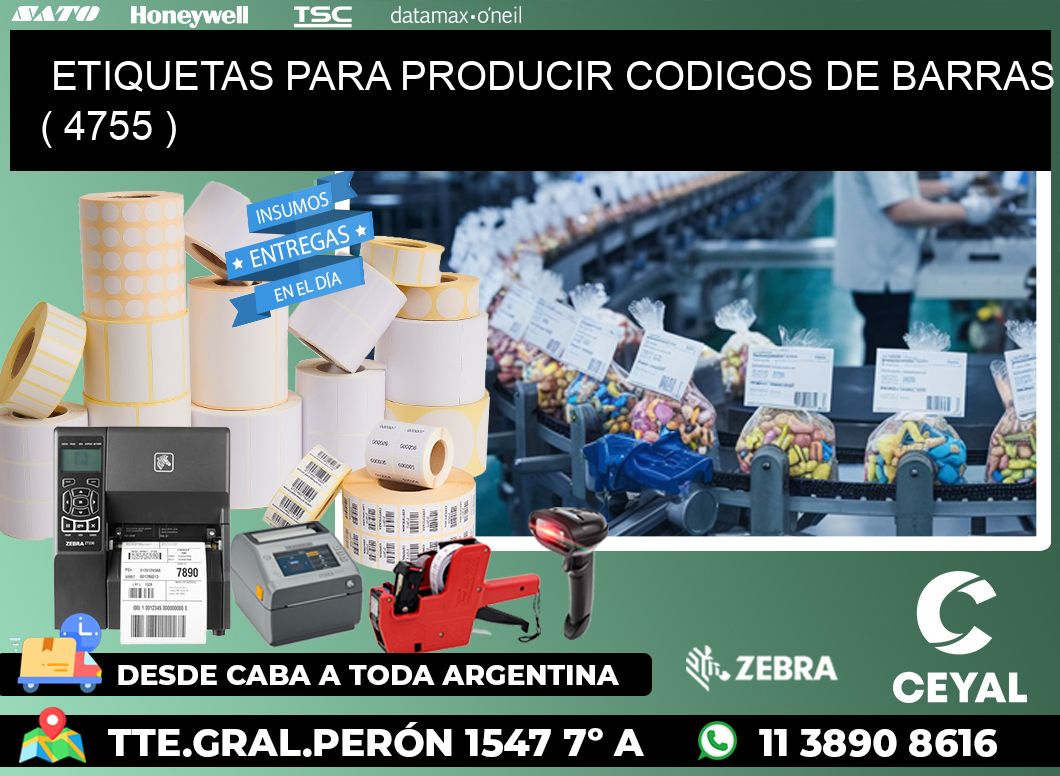 ETIQUETAS PARA PRODUCIR CODIGOS DE BARRAS ( 4755 )