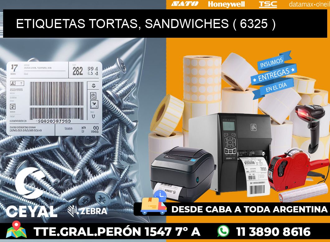 ETIQUETAS TORTAS, SANDWICHES ( 6325 )