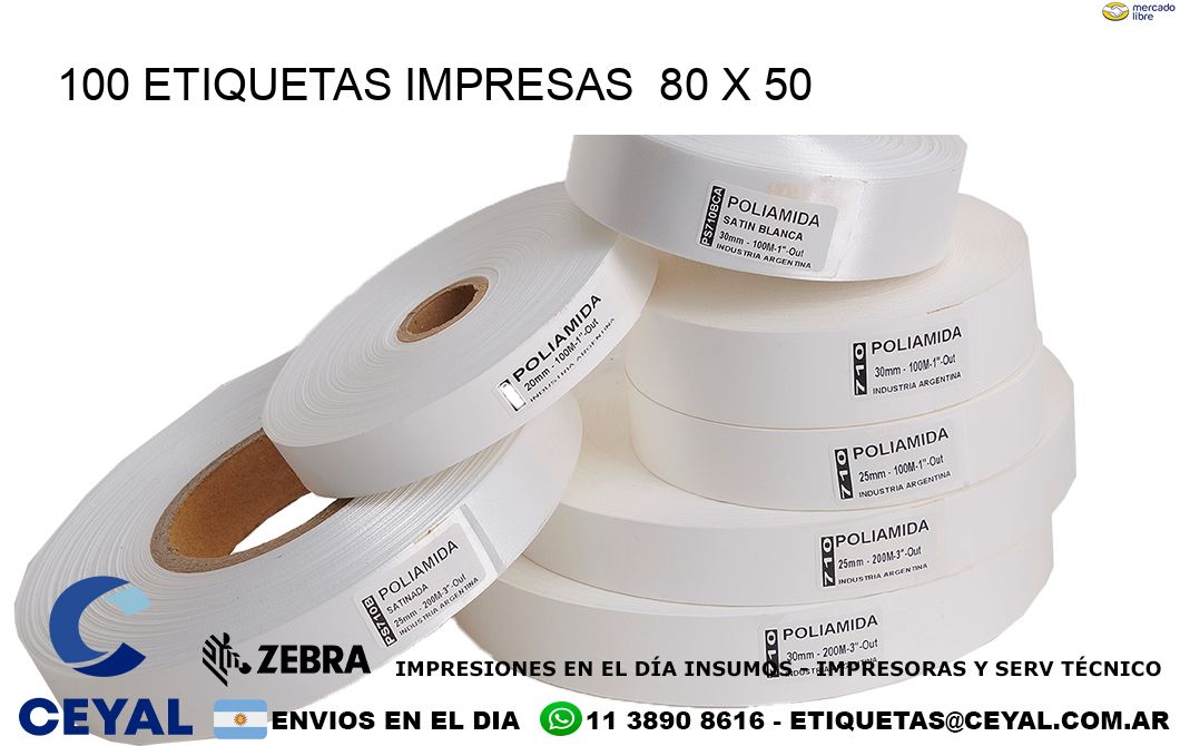 100 ETIQUETAS IMPRESAS  80 x 50