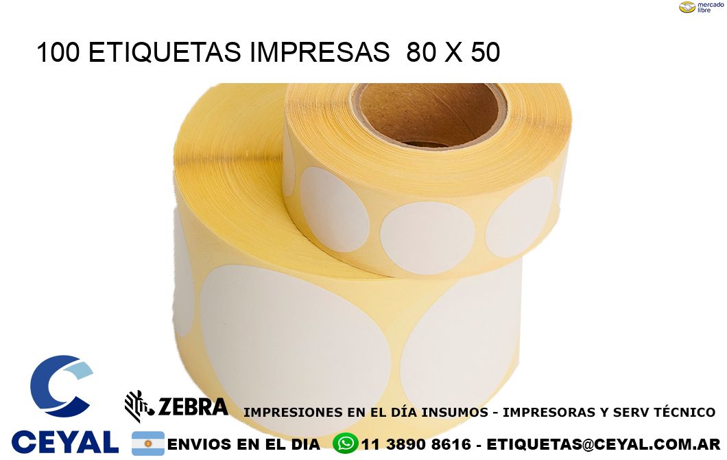 100 ETIQUETAS IMPRESAS  80 x 50