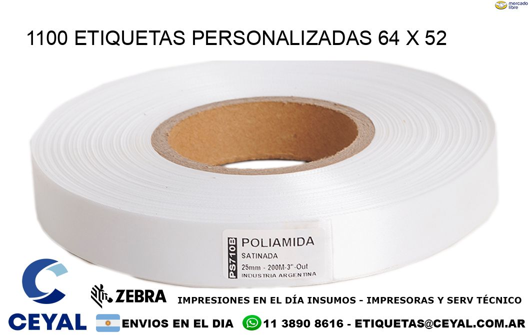 1100 ETIQUETAS PERSONALIZADAS 64 x 52