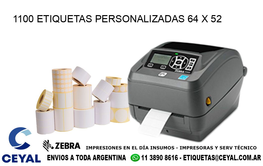 1100 ETIQUETAS PERSONALIZADAS 64 x 52