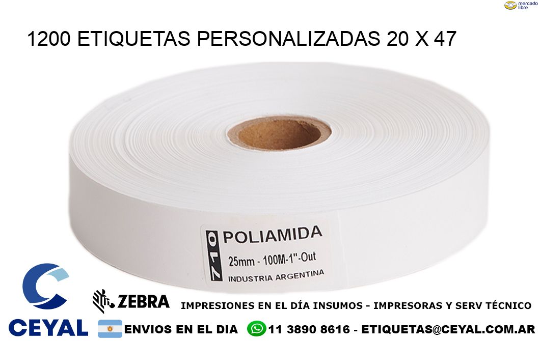 1200 ETIQUETAS PERSONALIZADAS 20 x 47