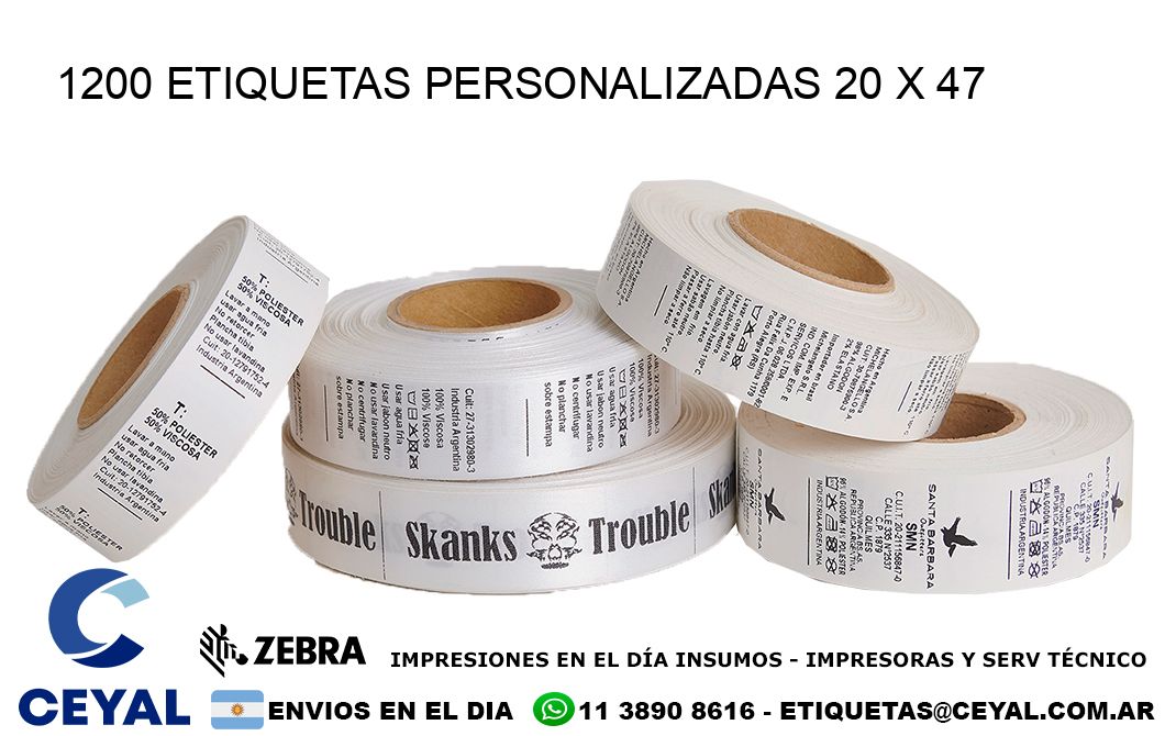 1200 ETIQUETAS PERSONALIZADAS 20 x 47