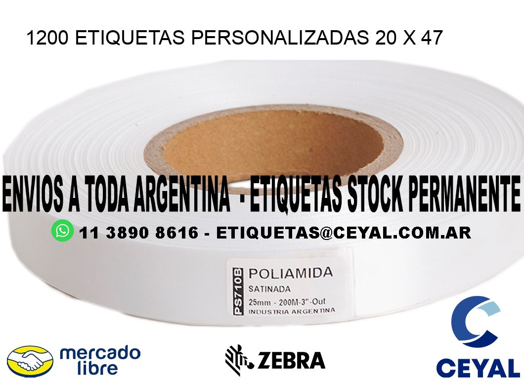 1200 ETIQUETAS PERSONALIZADAS 20 x 47