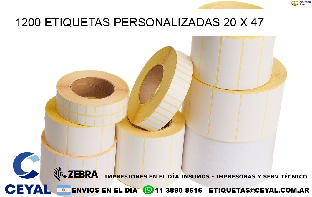 1200 ETIQUETAS PERSONALIZADAS 20 x 47